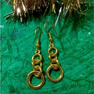 Museum Collection Nickel Free Gold-tone round dangle earrings 2"